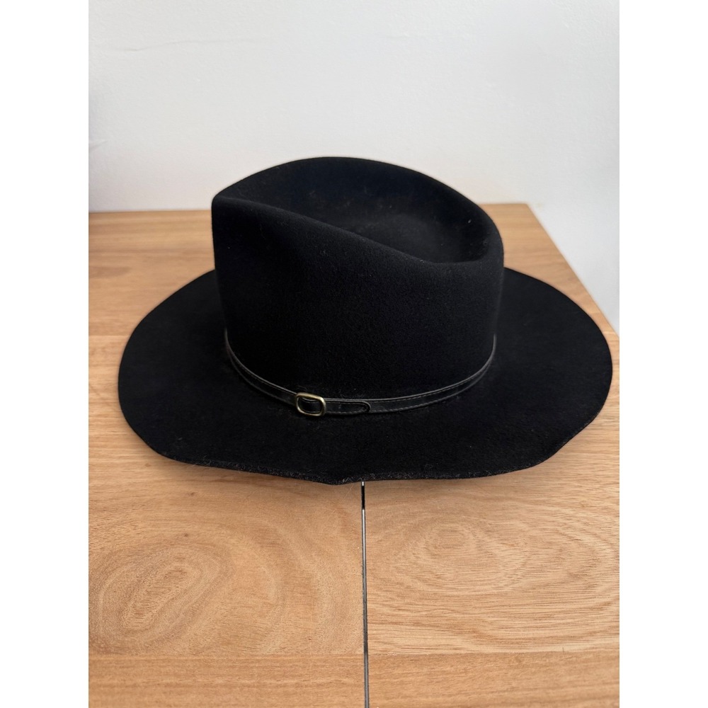 Bailey Drafter Black Wool Felt Fedora Hat Wide Brim Western‎ Mens 7 1/4 USA Made